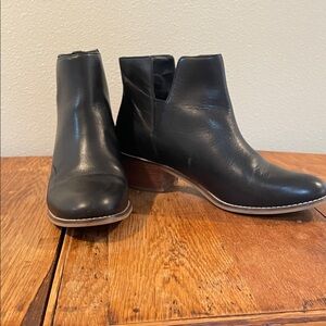 Cole Haan Abbot Black Leather Ankle Booties | Size 8.5 | Cowgirl-Chic Block Heel